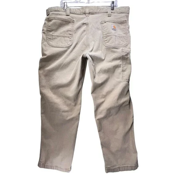 Carhartt Beige Relaxed Fit Canvas Pants Carpenter Cargo Pockets 40x30 RN 14806 - Picture 2 of 16